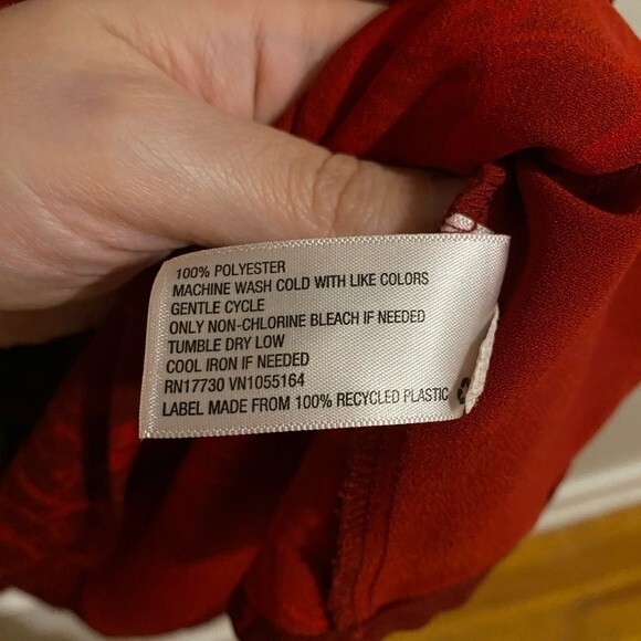 Merona Red Floral dotted pattern puffy sleeve mid length Dress - Picture 5 of 9